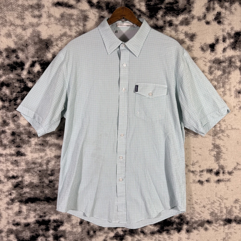 Criquet Shirt Mens Size Medium Green Seersucker Button Down Green Preppy